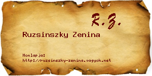 Ruzsinszky Zenina névjegykártya